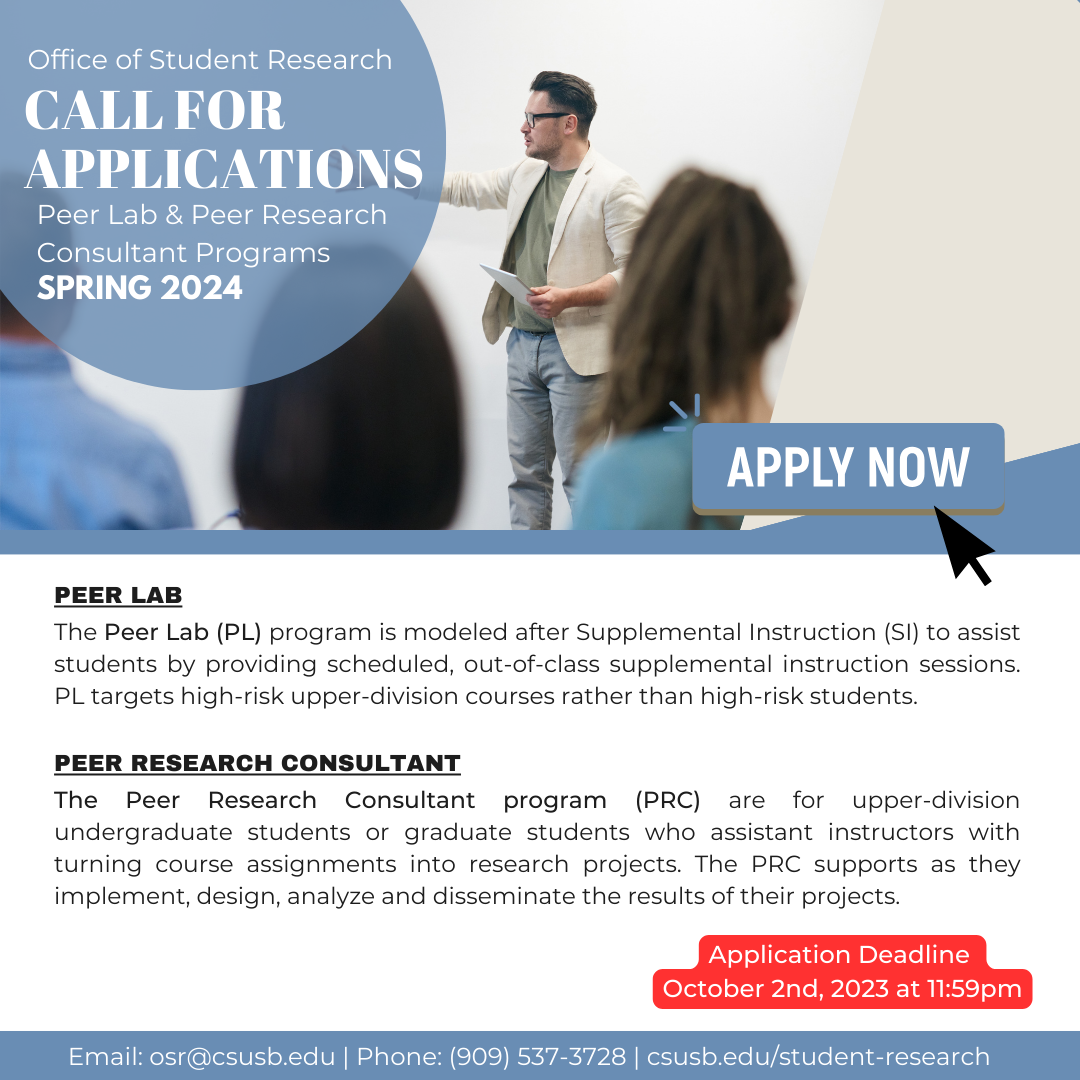 Peer Research Consultant Student Research CSUSB